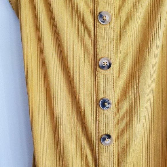 MAGAZINE | Golden mustard yellow button down maxi / midi dress (Size M) - Picture 5 of 10
